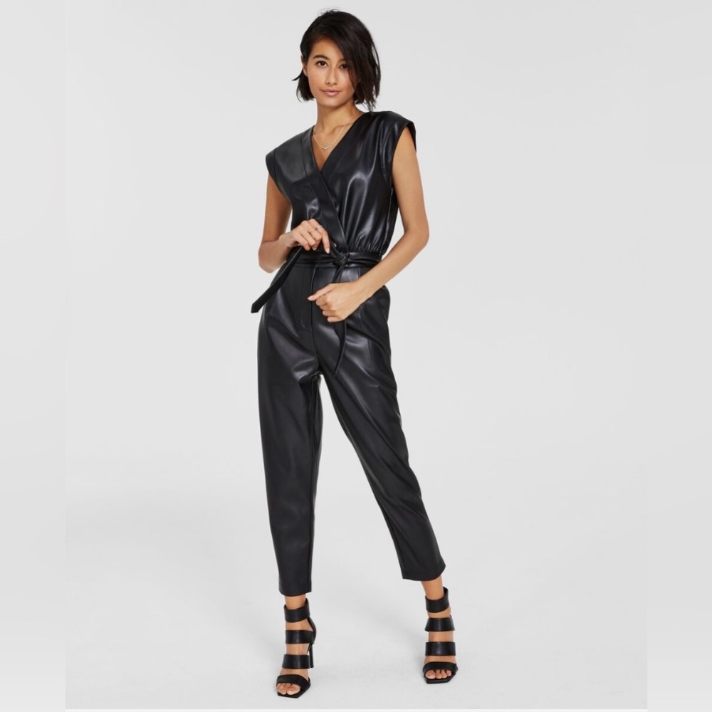 INC Faux Leather Jumpsuit